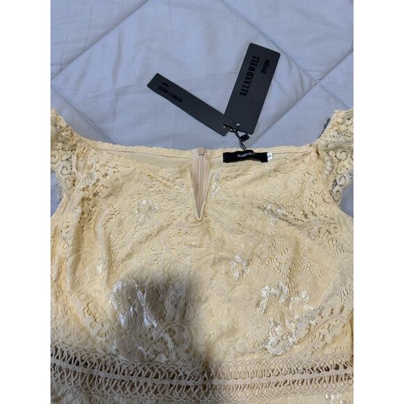 Off Shoulder Lace Bodycon Party Club Midi Dress Small - Picture 7 of 12